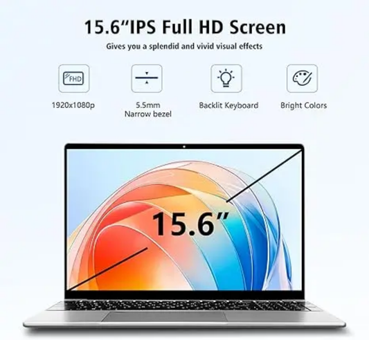 2025 Ultra-Thin 15.6" Laptop – Intel N5095, Fingerprint Unlock, Windows 10 | Student & Business Use