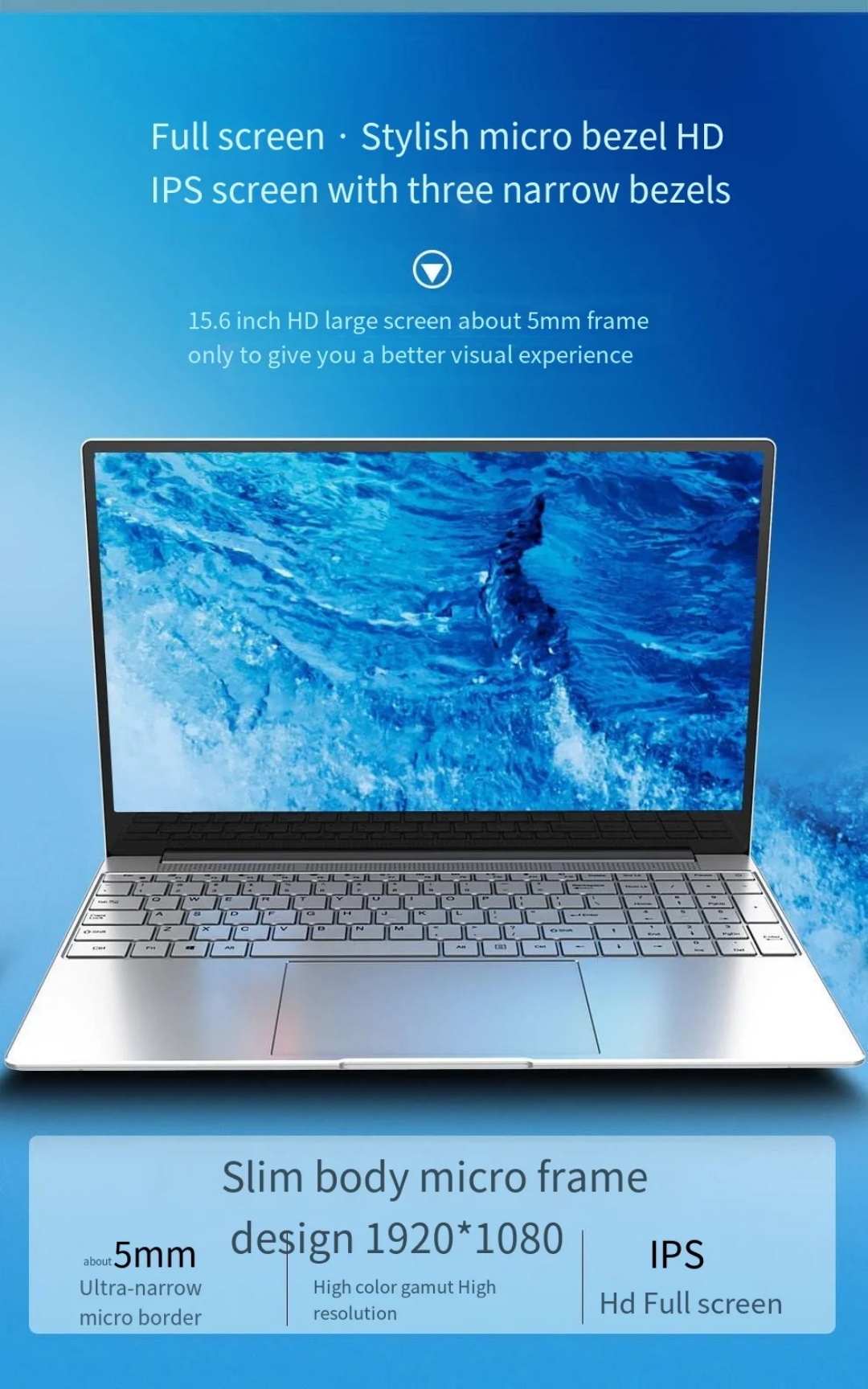 2025 Ultra-Thin 15.6" Laptop – Intel N5095, Fingerprint Unlock, Windows 10 | Student & Business Use