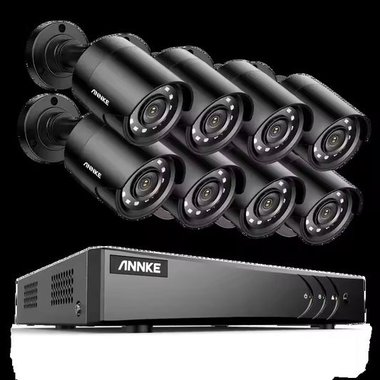ANNKE 8CH 5MP DVR Security System – 4× 1080P HD TVI Bullet Cameras with Smart IR Night Vision