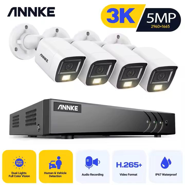 ANNKE 8-Channel 5MP 3K Outdoor Surveillance System – Audio Night Vision CCTV with Advanced DVR