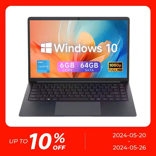 14" Student Laptop – 6GB RAM, 64GB SSD, Intel N3350 | Portable Notebook