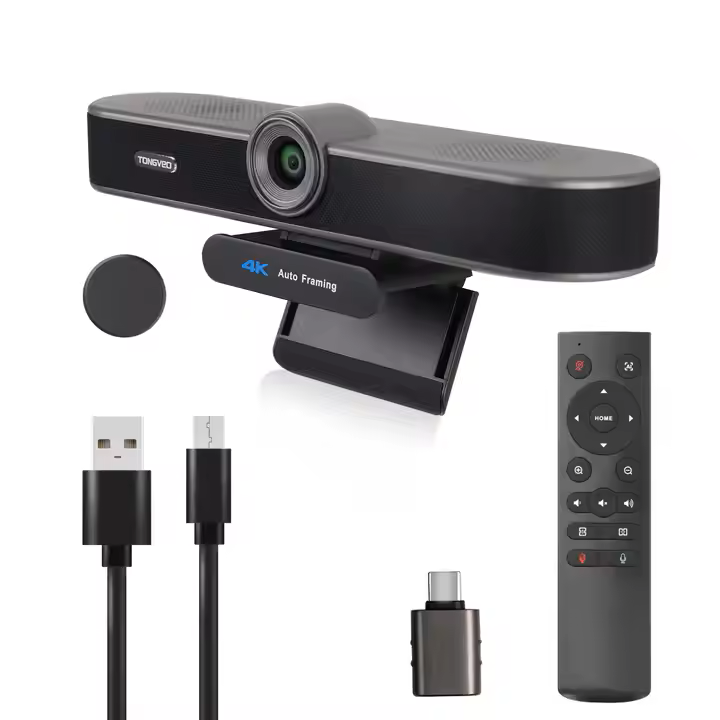 4K AI Auto-Framing Webcam – USB Plug & Play with ePTZ, 4x Digital Zoom & IR Remote (2024)