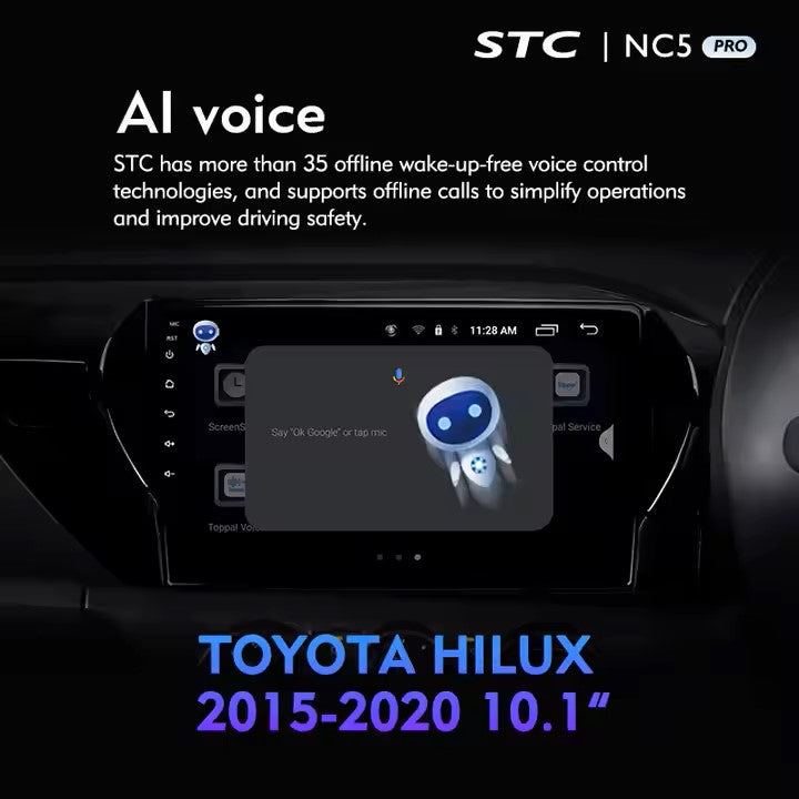 10.1" Android Auto Car Stereo for Toyota Hilux 2015ā2020 | 2 Din Multimedia Player, GPS, Bluetooth, WiFi