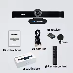 4K AI Auto-Framing Webcam – USB Plug & Play with ePTZ, 4x Digital Zoom & IR Remote (2024)