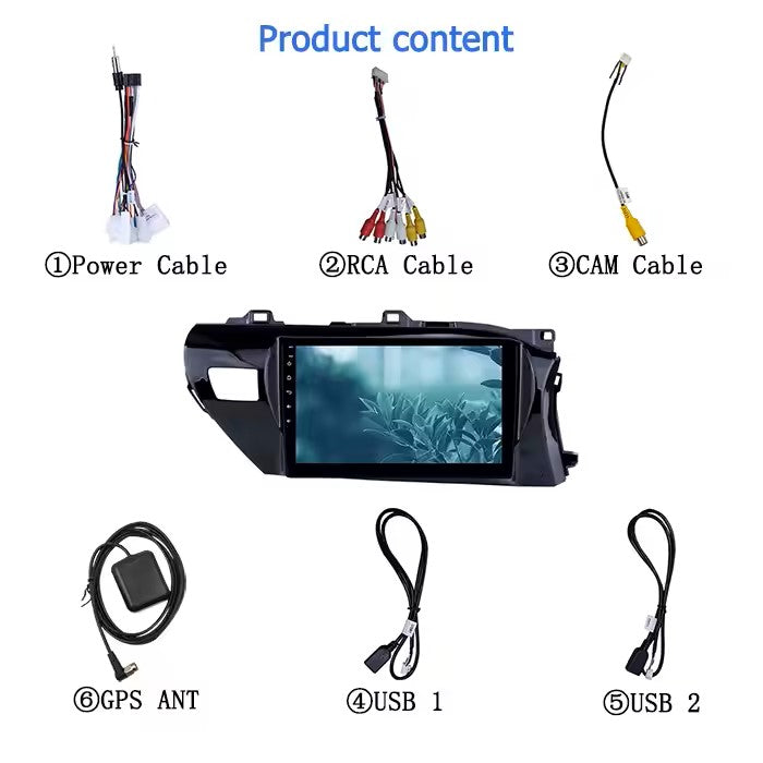 10.1" Android Touch Screen GPS Car Stereo for Toyota Hilux RHD 2016–2018 | Wireless CarPlay & Backup Camera Support